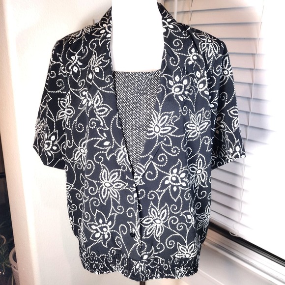 Alfred Dunner Tops - 💸$10 Alfred Dunner 14 Women's Petite Twofer Cami Jacket Black Khaki EUC